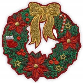 Karácsonyi koszorú nád, koszorú arany masnival Hímzés