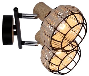 Spotlámpa TAJGA 2xE14/40W/230V rattan/fekete