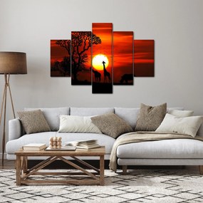 Kép - Állatok sziluettjei napnyugtakor (150x105 cm)