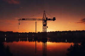 Poszter 45x30cm Alkonyat a daru felett