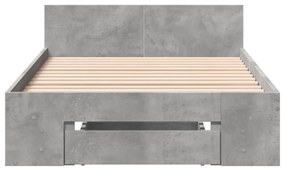 betonszürke szerelt fa ágykeret fiókkal 100 x 200 cm