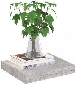 betonszürke MDF lebegő fali polc 23 x 23,5 x 3,8 cm