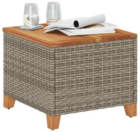 szürke polyrattan és akácfa kerti asztal 45 x 45 x 37 cm