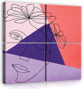 Vászonkép 50x50 Vonal minimalizmus portré virágok absztrakt modern pasztell