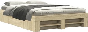 vidaXL sonoma tölgy színű szerelt fa ágykeret matrac nélkül 120x190 cm
