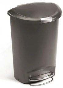 Félkör alakú pedálkosár 50 l, szürke műanyag, szürke