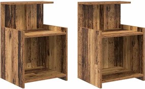 vidaXL Éjjeliszekrény 2 pcs Öreg fa 40 x 35 x 60 cm Faanyag