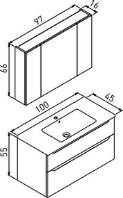 Messina mosdószekrény, 100 cm – TR785PNC1603