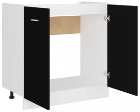 fekete szerelt fa mosogató alsószekrény 80 x 46 x 81,5 cm