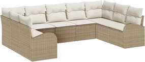 vidaXL Kerti Kanapé Szett párnával 9 pcs Beige és Fehér polirattan