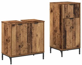 Fürdőszoba bútor szett 2 pcs Régi fa 39.5 x 36 x 88 cm Faanyag