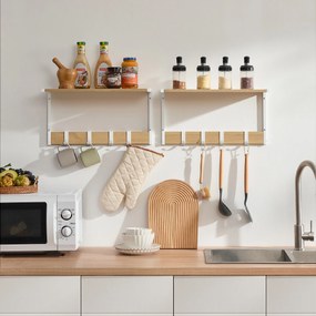 Fali polc akasztókkal VELORY szett 2 db 50x24,2 cm, fehér/dub sonoma