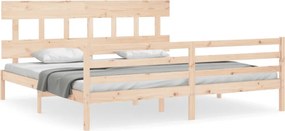 vidaXL tömör fa ágykeret fejtámlával 200 x 200 cm