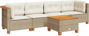 vidaXL 5 részes bézs polyrattan kerti ülőgarnitúra párnákkal