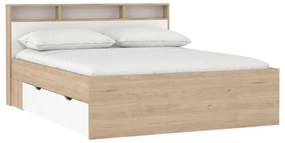 Natúr színű ágyneműtartós franciaágy ágyrács nélkül 160x200 cm tölgyfa dekorral Ikast – Tvilum