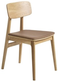 Konyakbarna-natúr színű bőrutánzat étkezőszék Livo – Unique Furniture
