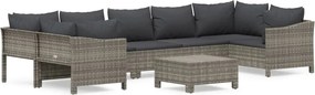 vidaXL 8 részes szürke polyrattan kerti ülőgarnitúra párnákkal