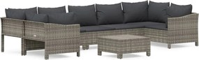 vidaXL 8 részes szürke polyrattan kerti ülőgarnitúra párnákkal