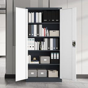 Fém iratszekrény JAN, 900 x 1850 x 400 mm, antracit-fehér