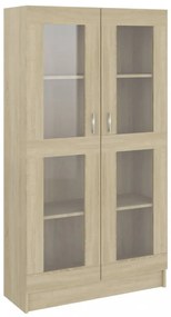 sonoma tölgy színű szerelt fa vitrinszekrény 82,5x30,5x150 cm