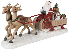 Télapó rénszarvas szánon ajándékokkal karácsonyi dekorációs figura