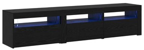 TV szekrények 2 db LED világítással Fekete tölgy MDF-ből