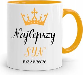 Sárga Bögre Ajándék Fiának A Világ Legjobb Fia fényképes nyomtatással