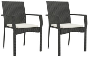 9 részes fekete polyrattan kerti étkezőgarnitúra párnákkal