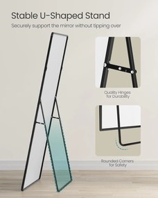 állótükör, 165 x 60 cm, fekete