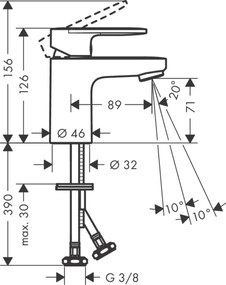 Hansgrohe Vernis Blend, mosdócsaptelep 70 hulladékkészlet nélkül, EcoSmart, króm, 71558000