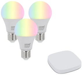 3 darabos intelligens E27 dimmelhető LED izzókészlet A60 9W 806 lm 2700K-6500K, Zigbee Smart Hub-bal