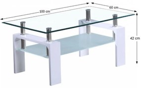 Dohányzóasztal Lieberman (magasfényű fehér + üveg) . 1116403