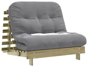 tömör impregnált fenyőfa futon kanapéágy matraccal 100x206x11cm