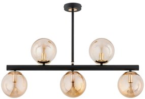 Csillár rúdon TUKANE 5xE14/10W/230V fekete/arany