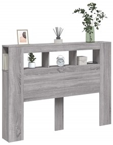 szürke sonoma szerelt fa LED-es fejtámla 140x18,5x103,5 cm