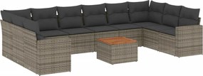 vidaXL 11 részes szürke polyrattan kerti ülőgarnitúra párnákkal