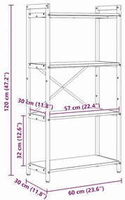Könyvszekrény sonoma tölgy 60 x 30 x 118 cm Faanyag