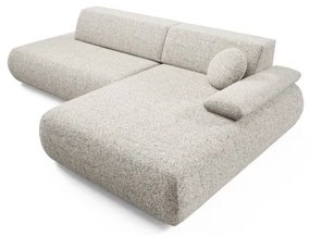 PRATO jobb oldali, L-alakú, kihúzható sarokkanapé tárolóval, bézs