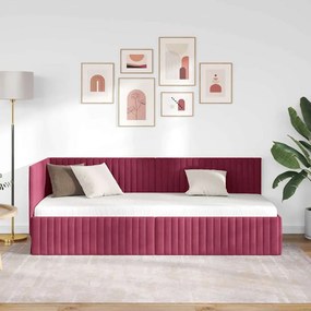 Sarokágy keret fejtámlával bordó 80 x 200 cm Bársony