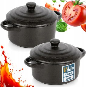 2x Sütőedény hőálló tál tálka kokárda fedő 450ml