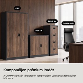 Bőr vezetői irodai szék fekete COMMAND