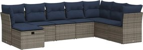 vidaXL 9 részes szürke polyrattan kerti ülőgarnitúra párnákkal