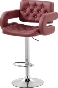 HOMCOM állítható műbőr bárszék háttámlával, karfával és lábtartóval — bordó | Aosom