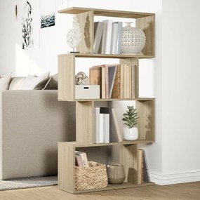 4 szintes sonoma tölgy fa elválasztó könyvespolc 70x24x129 cm