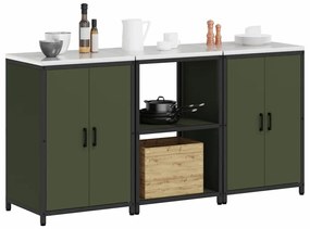 Konyhai Tároló Készlet ajtóval 3 pcs Olajzöld 180 x 50 x 92 cm