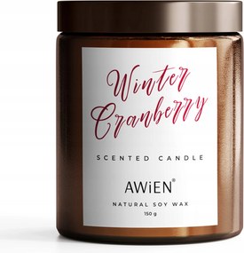 Illatos Szójagyertya Üvegben Pamut Kanóccal Téli Tőzegáfonya 180 ml