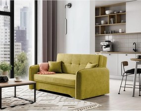 Sárga zsenília kinyitható-tárolóhelyes kanapé 155 cm Laine – ELTAP