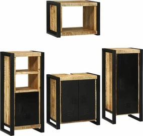 vidaXL Fürdőszoba bútor szett polcokkal 4 pcs Barna Szilárd Mangófába