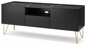 TV asztal/szekrény Harvest RTV144 (fekete grafit + black royal márvány + arany). 1048353
