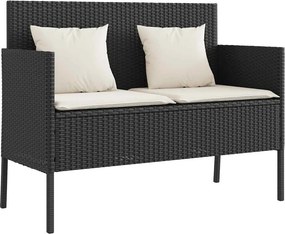 vidaXL fekete polyrattan kerti pad párnával